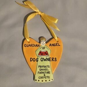 Our Name Is Mud Lorrie Veasey Guardian Angel Dog Owners Ceramic Plaque 6"